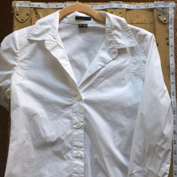 THEORY WHITE FITTED BUTTON DOWN SHIRT CAREER TOP S - Picture 13 of 15